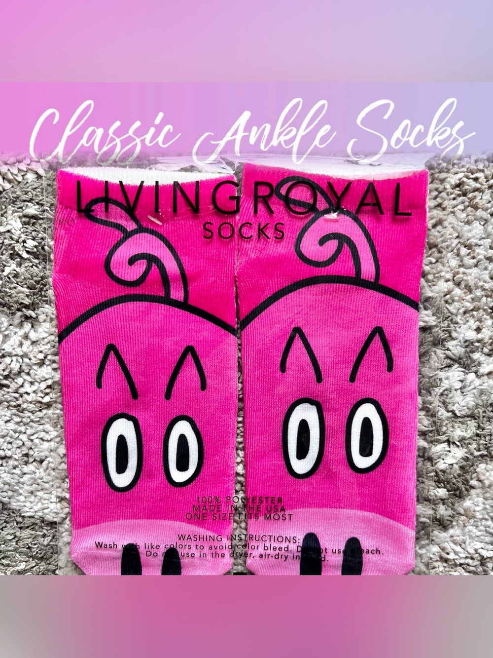 Living Royal Pink Pig Socks Cute Kawaii Cartoon Novelty Socks Rare